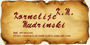 Kornelije Mudrinski vizit kartica